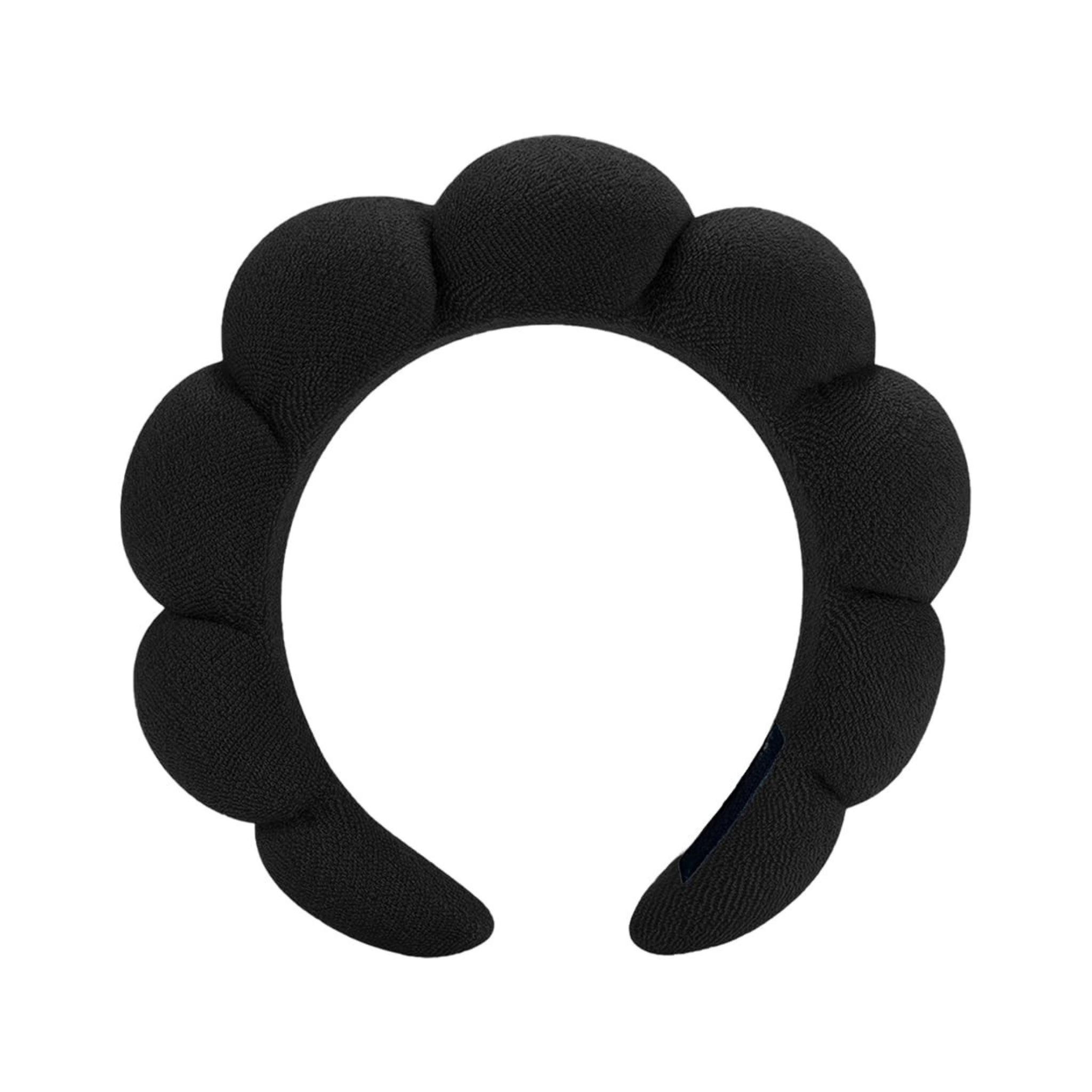 CosmoGloⓇ Spa Headband made of soft, plush material, shown in a close-up view with a comfortable, wide design for skincare or spa use.