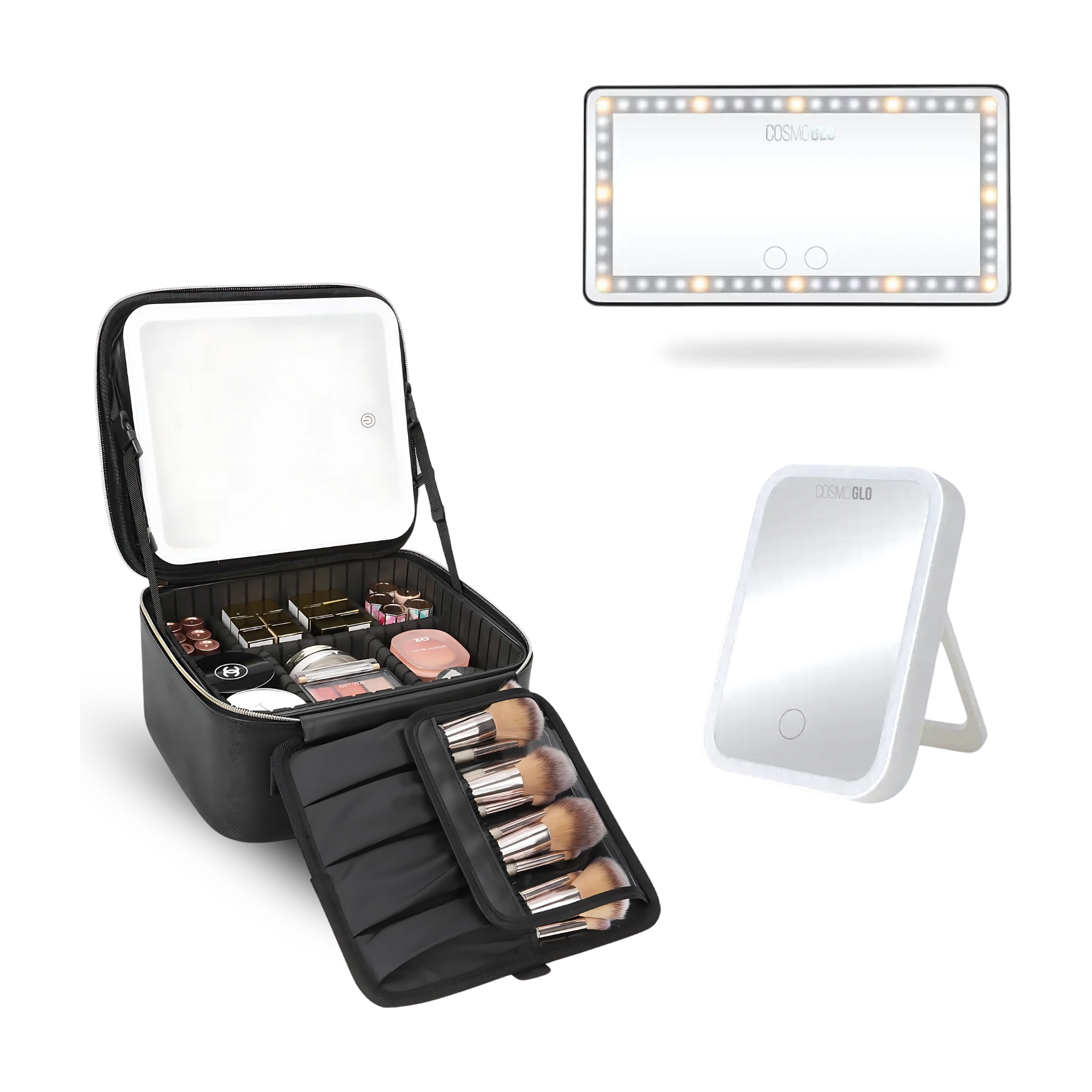 Glo on the go bundle with mirror, car visor, and make up kit
