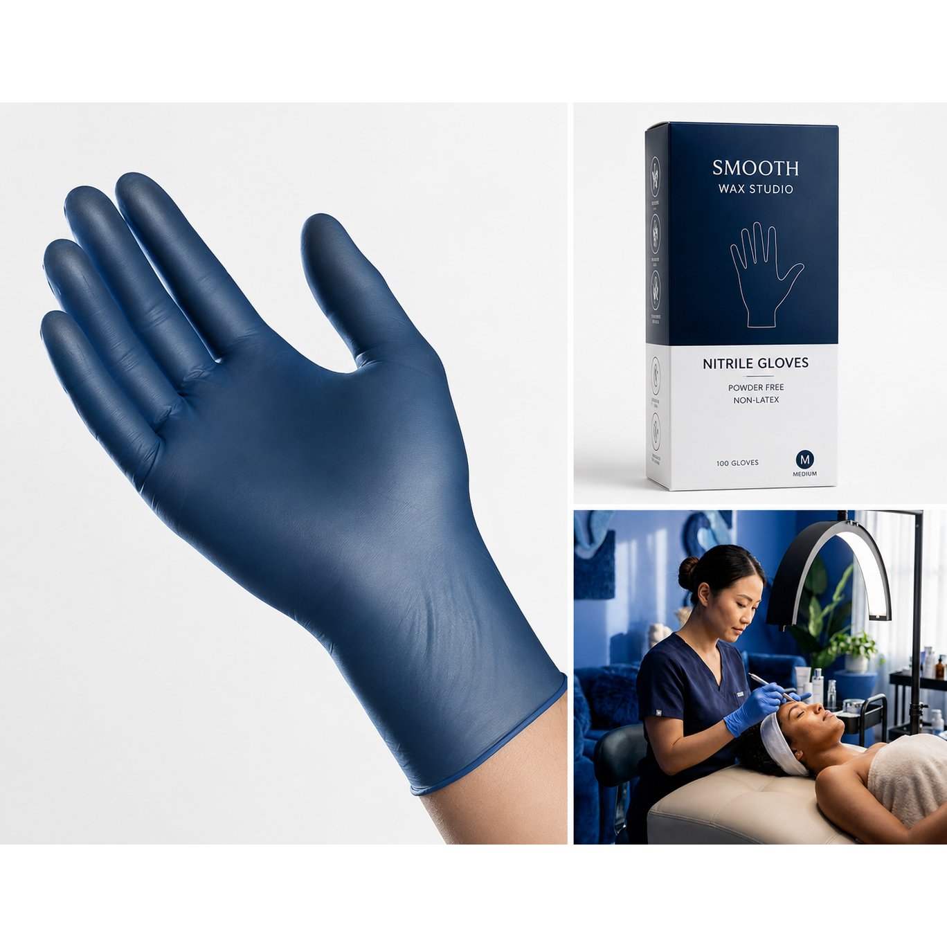 Blue vinyl powder-free disposable gloves, 1000-count case for beauty professionals