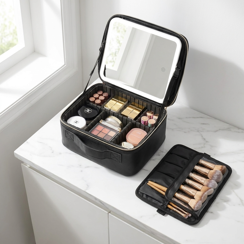 CosmoGlo Lighted Makeup Case with Mirror