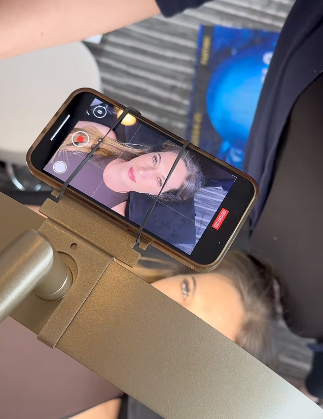 CosmoGlo comes with a phone holder custom to their design for filming overhead content handsfree making it the one and one hands free phone holder for half moon lights on the marker