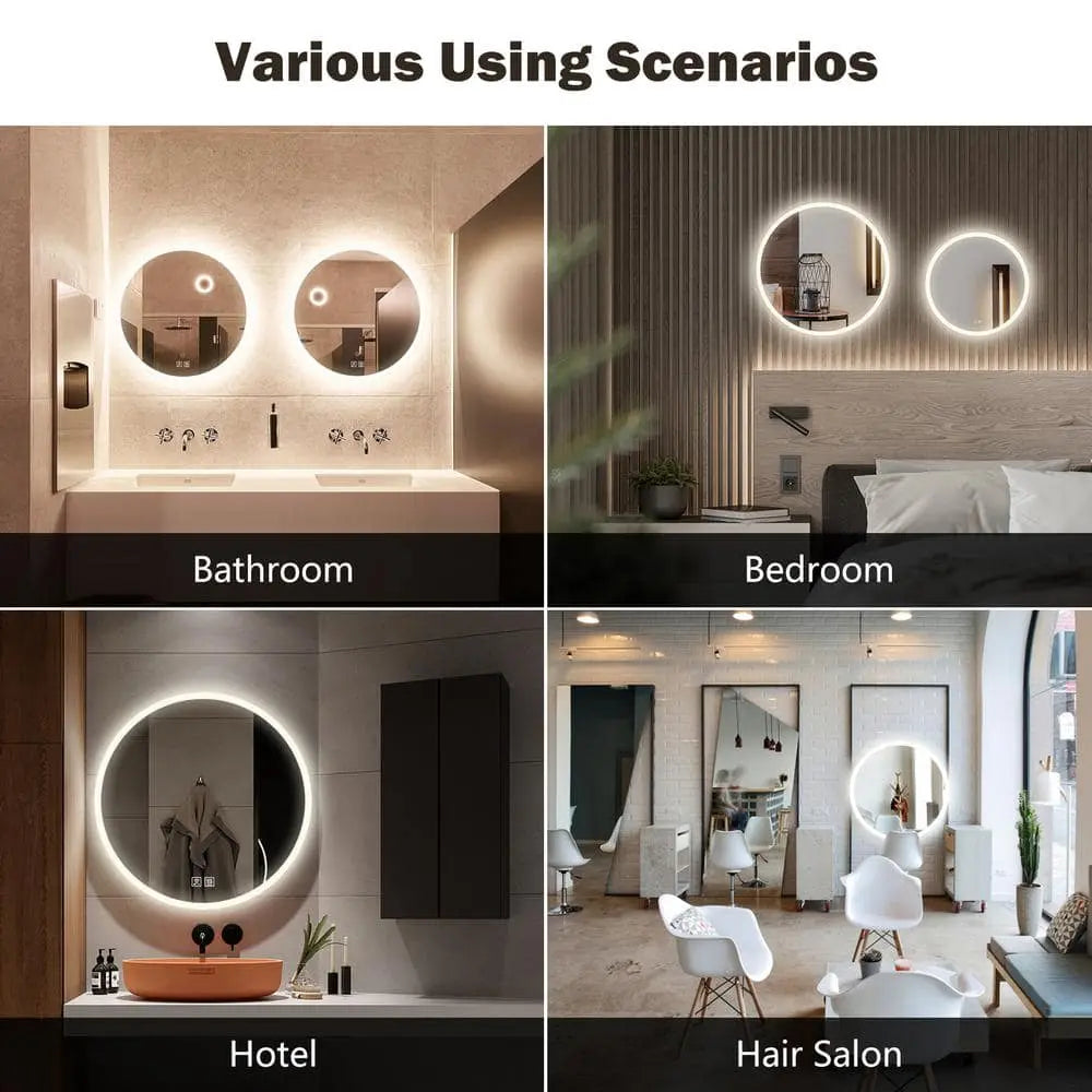 Round LED Bathroom Vanity Mirror With Dimmable Lights - CosmoGloⓇ