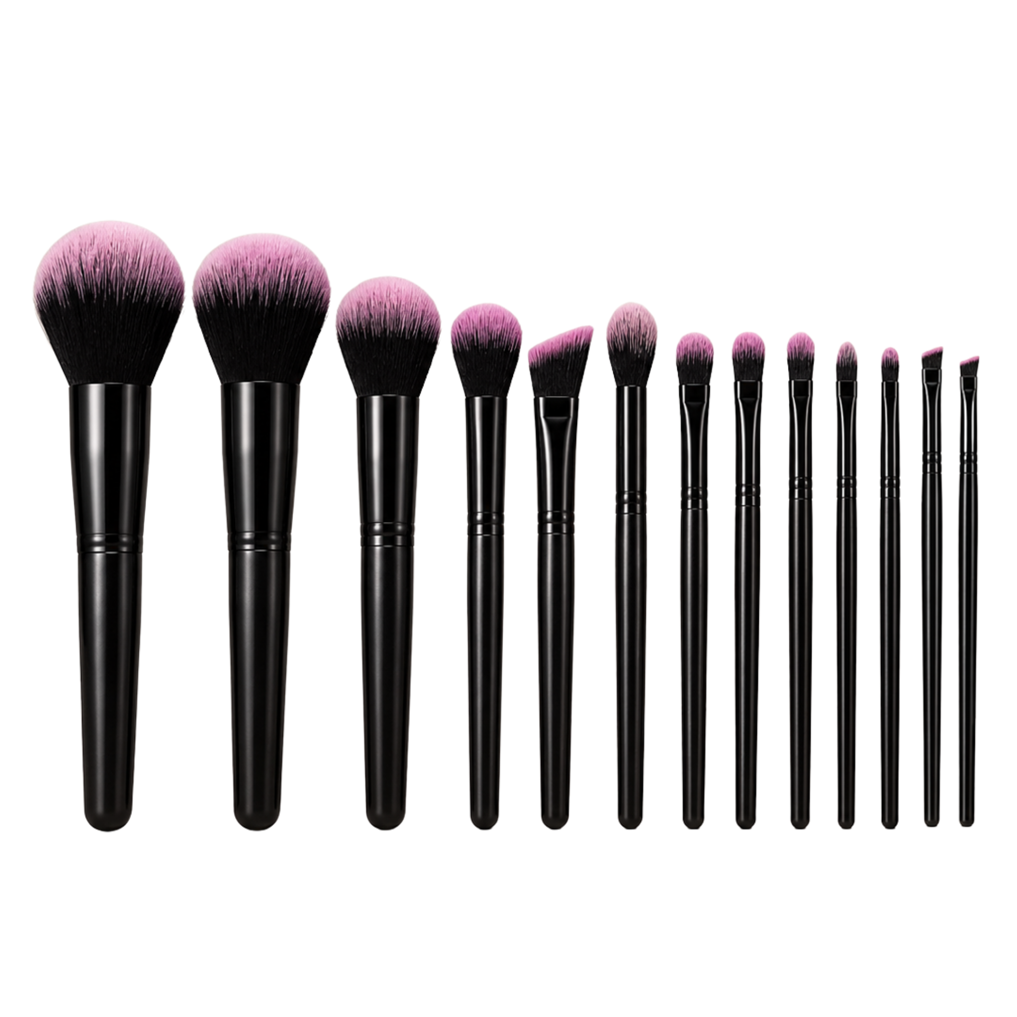 13-Piece Professional Makeup Brush Set | Black & Pink Soft Bristle Brushes