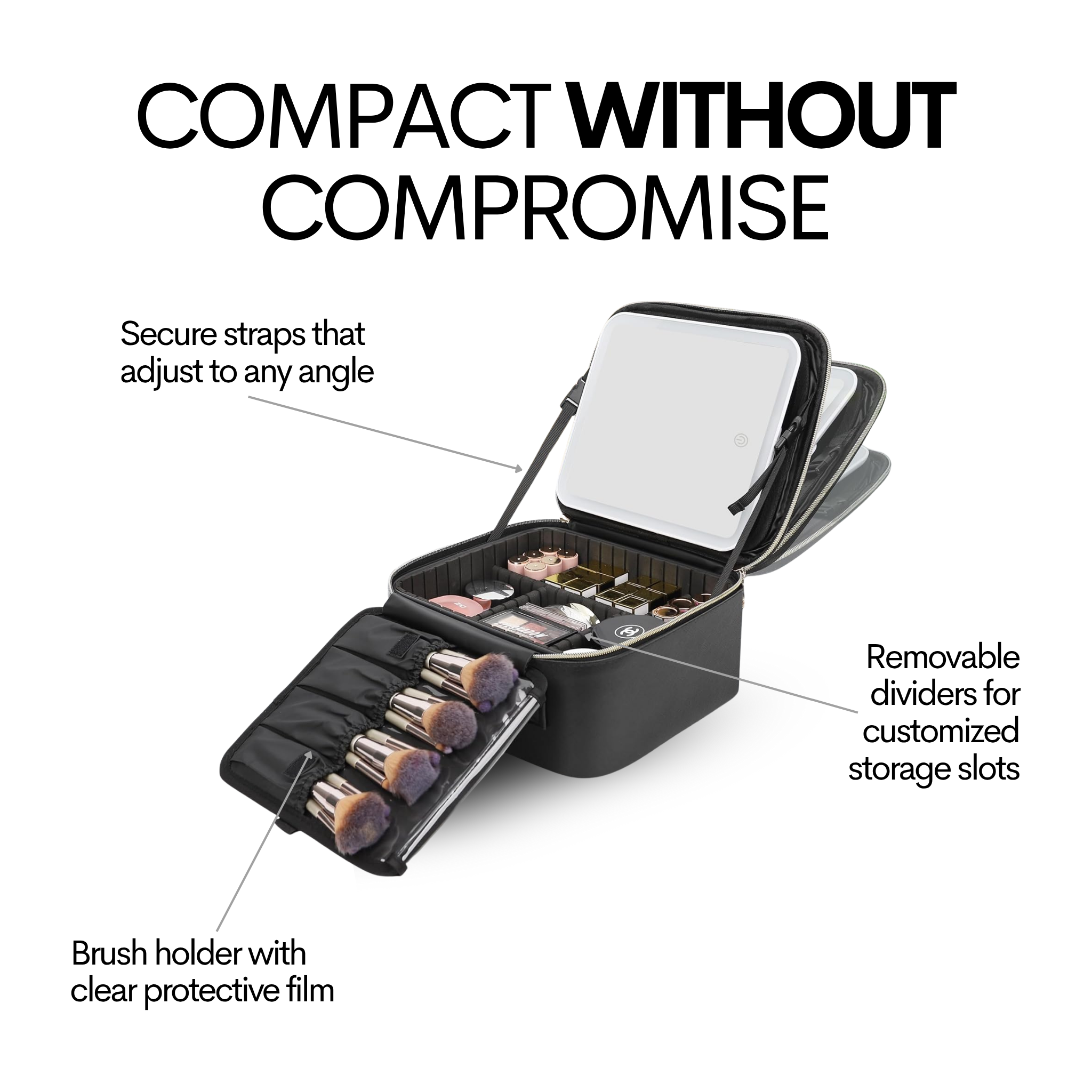 Lighted Makeup Case with Mirror - CosmoGloⓇ