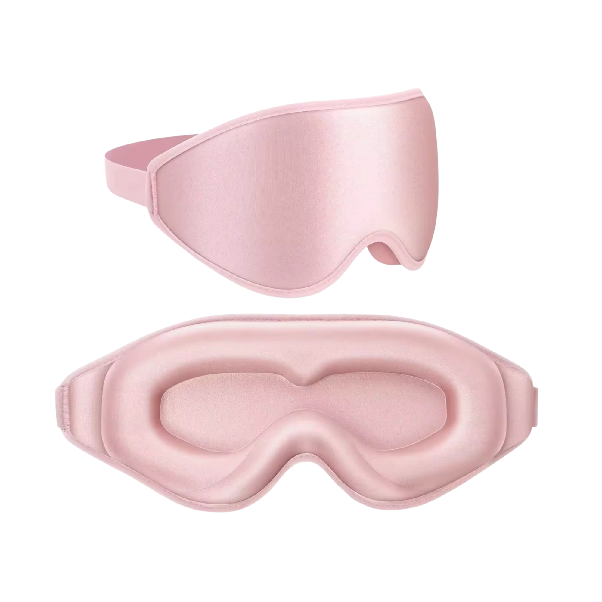 Two pink sleep masks on a white background