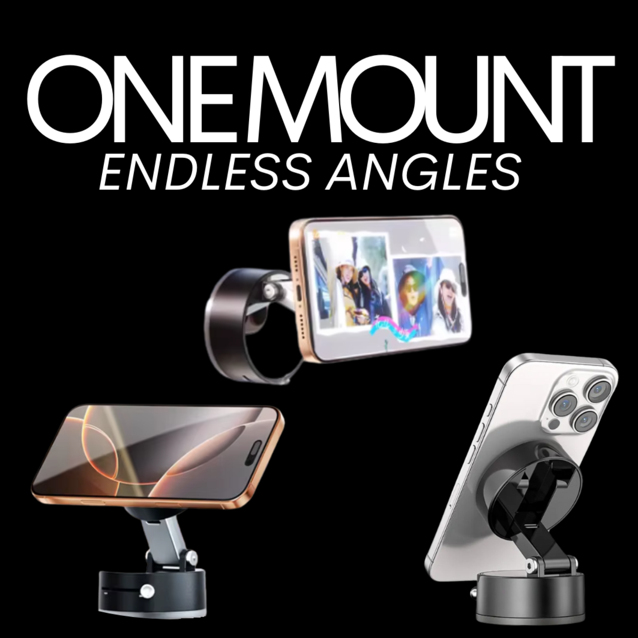 CosmoGlo Content MagMount holding phone on bathroom mirror for GRWM routine