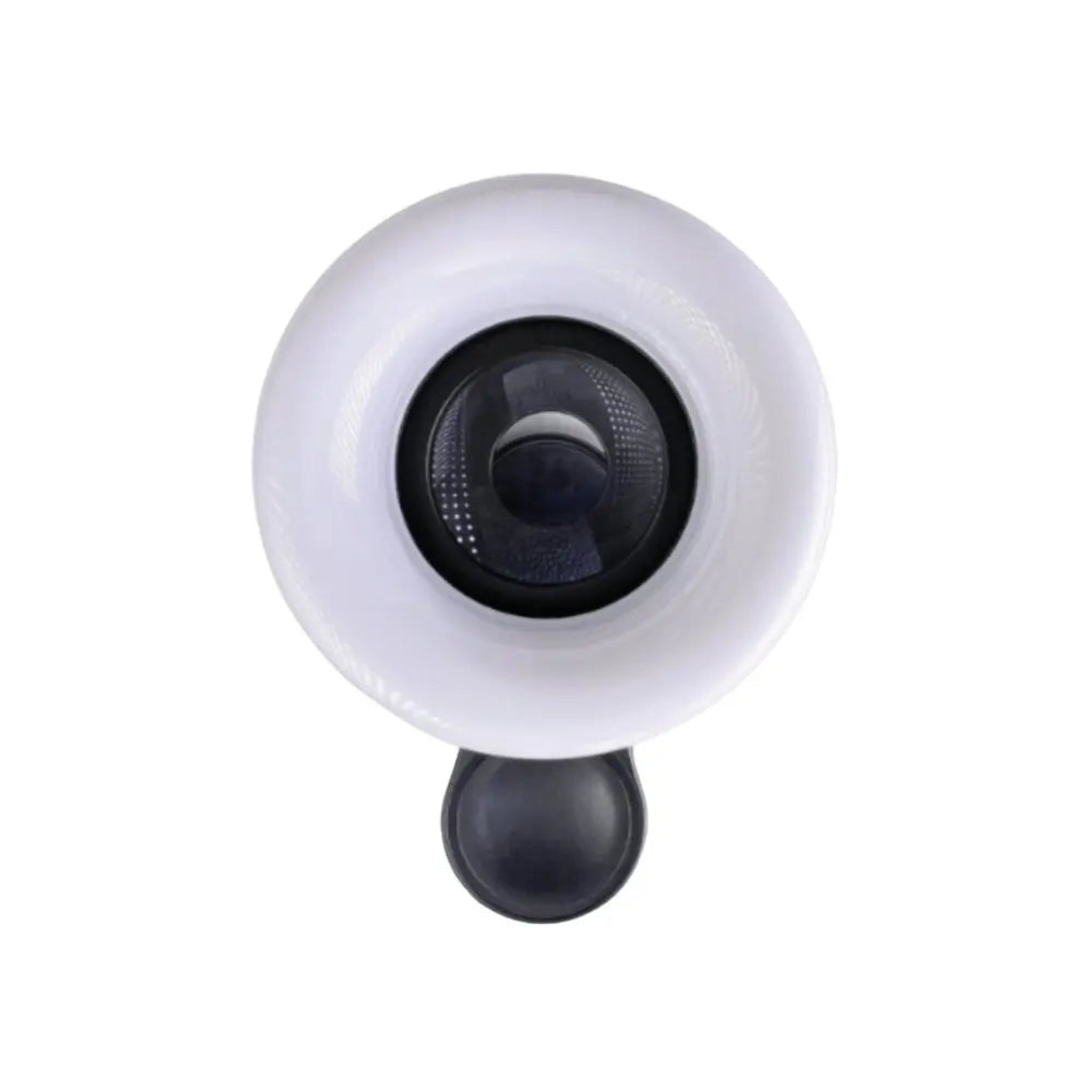 Black CosmoGlo Mini Ring Light Macro Lens accessory for smartphones, featuring compact design and adjustable lighting for close-up photography.