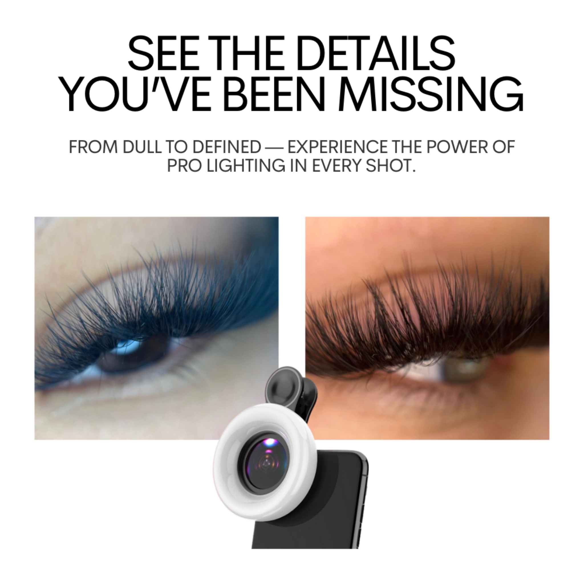 Black CosmoGlo Mini Ring Light Macro Lens accessory for enhanced close-up photography and detailed images.