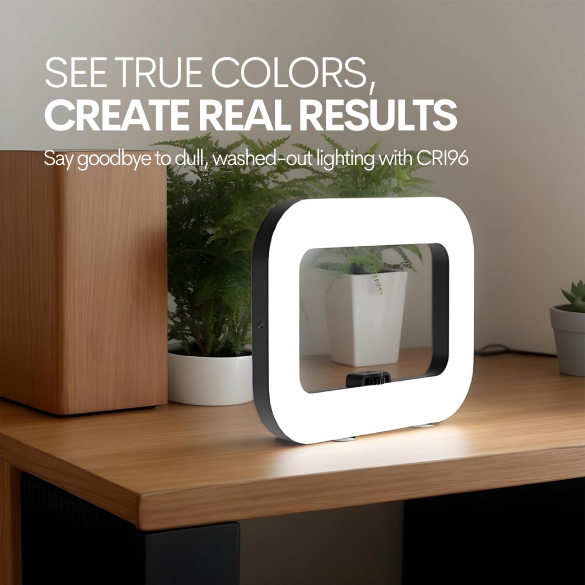 The CosmoGlo LED Content Frame accessory with illuminated frame and modern design, showcasing its sleek, stylish appearance.