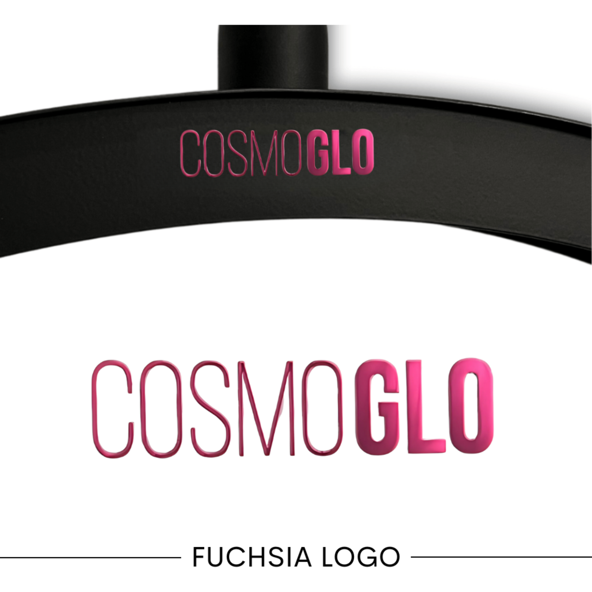 Set of four gold CosmoGlo logo decals, accessories by The CosmoGlo, featuring sleek, shiny branding decals for decoration.