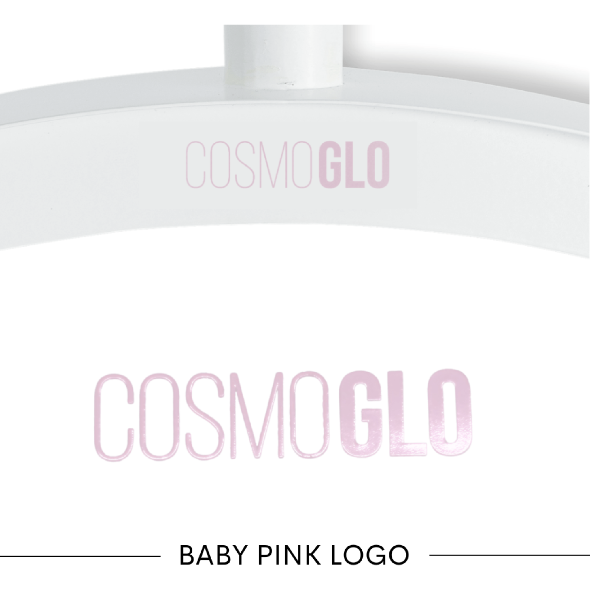 Set of four gold CosmoGlo logo decals, accessories by The CosmoGlo, featuring sleek branding for decorative or personal use.