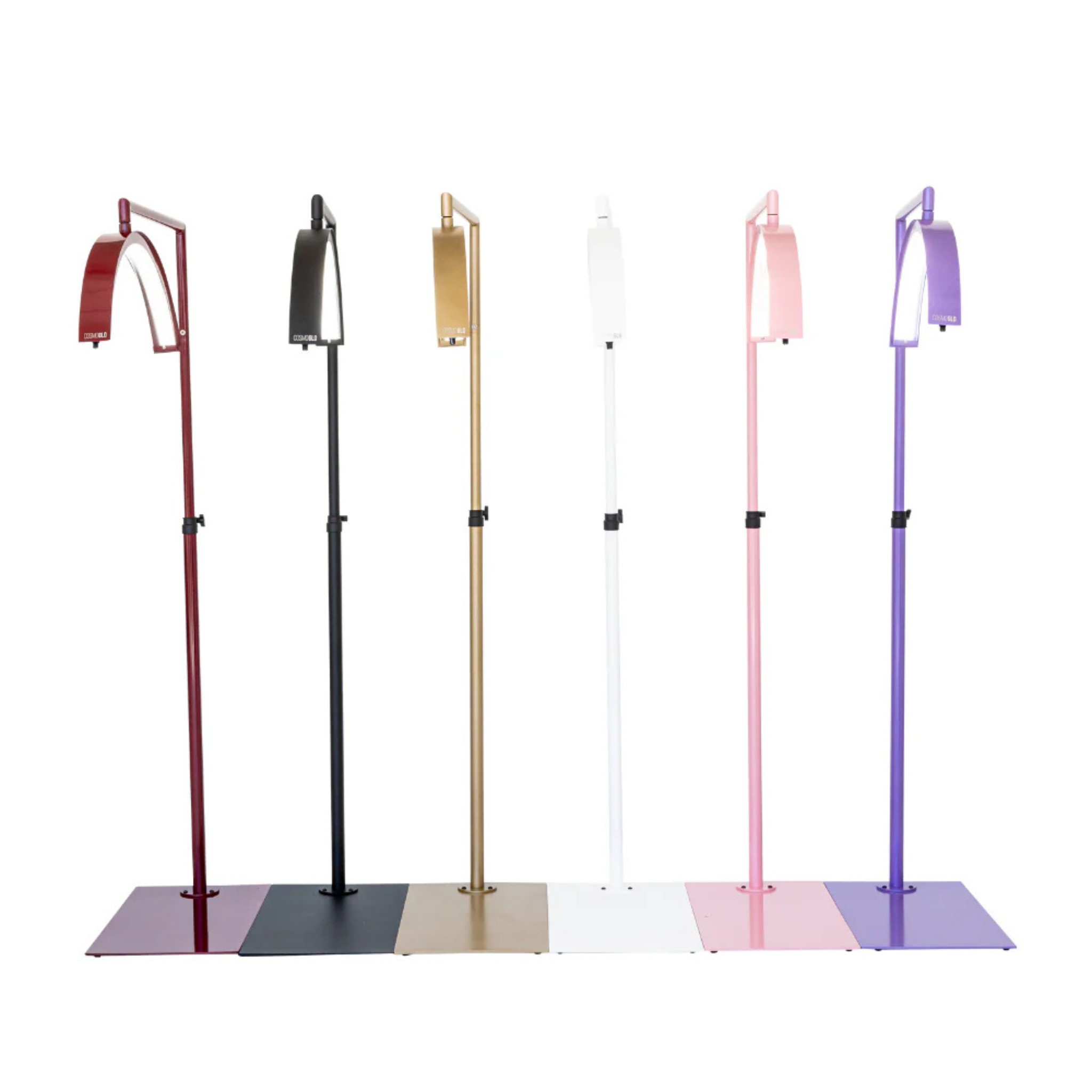 Set of colorful floor lamps on a white background