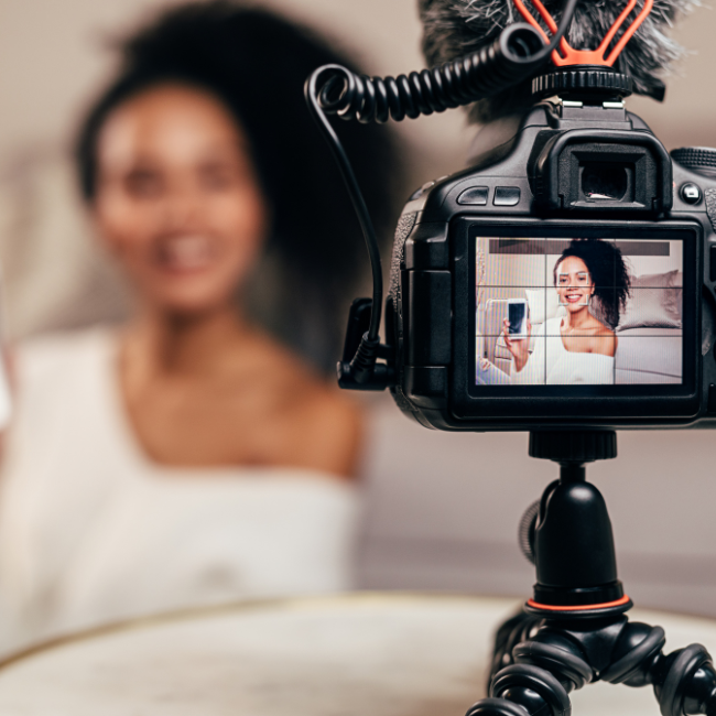 Woman creating content with a camera
