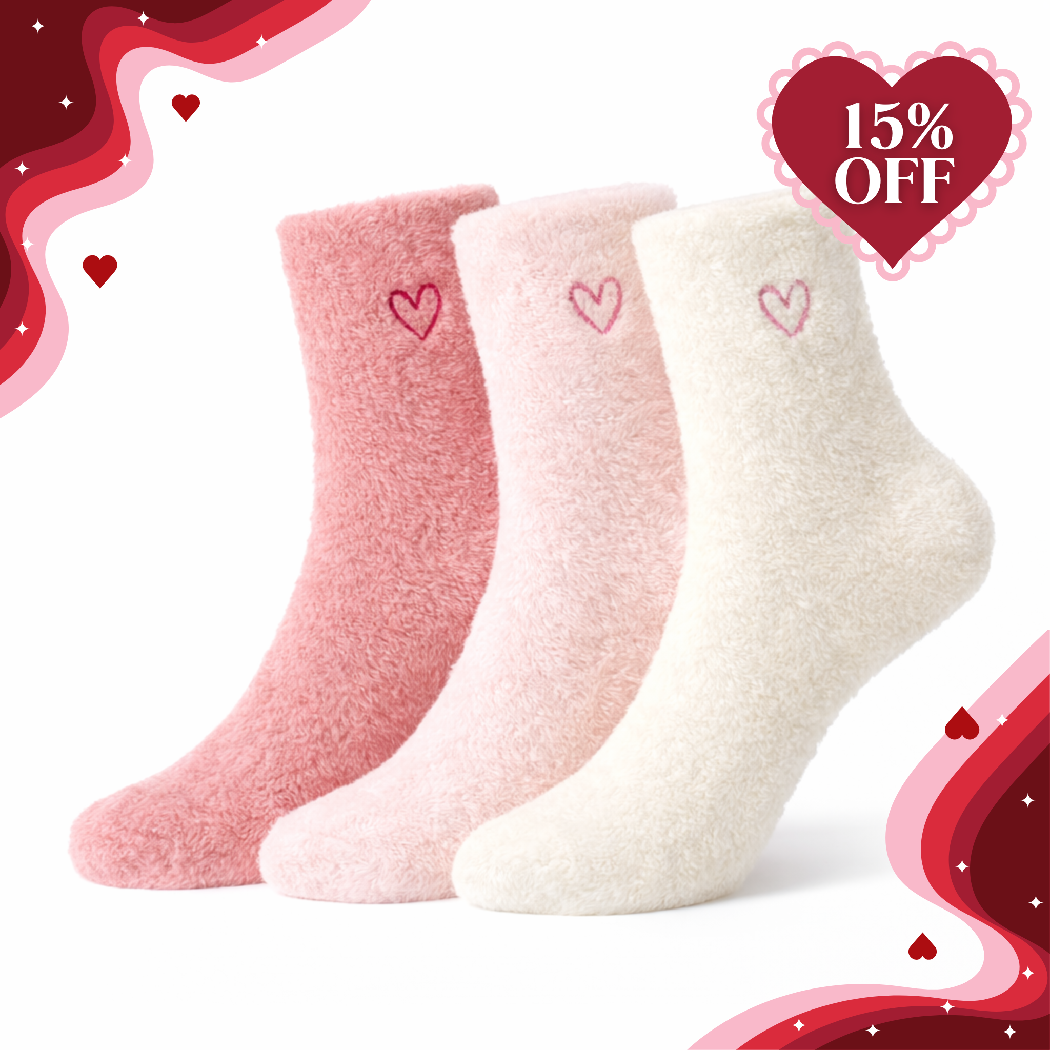 CosmoGlo Heart Cozy Socks (3-Pack)