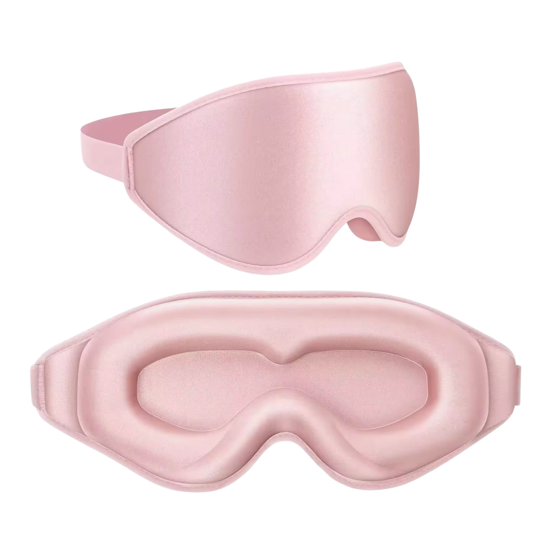 Pink satin eye mask on a white background