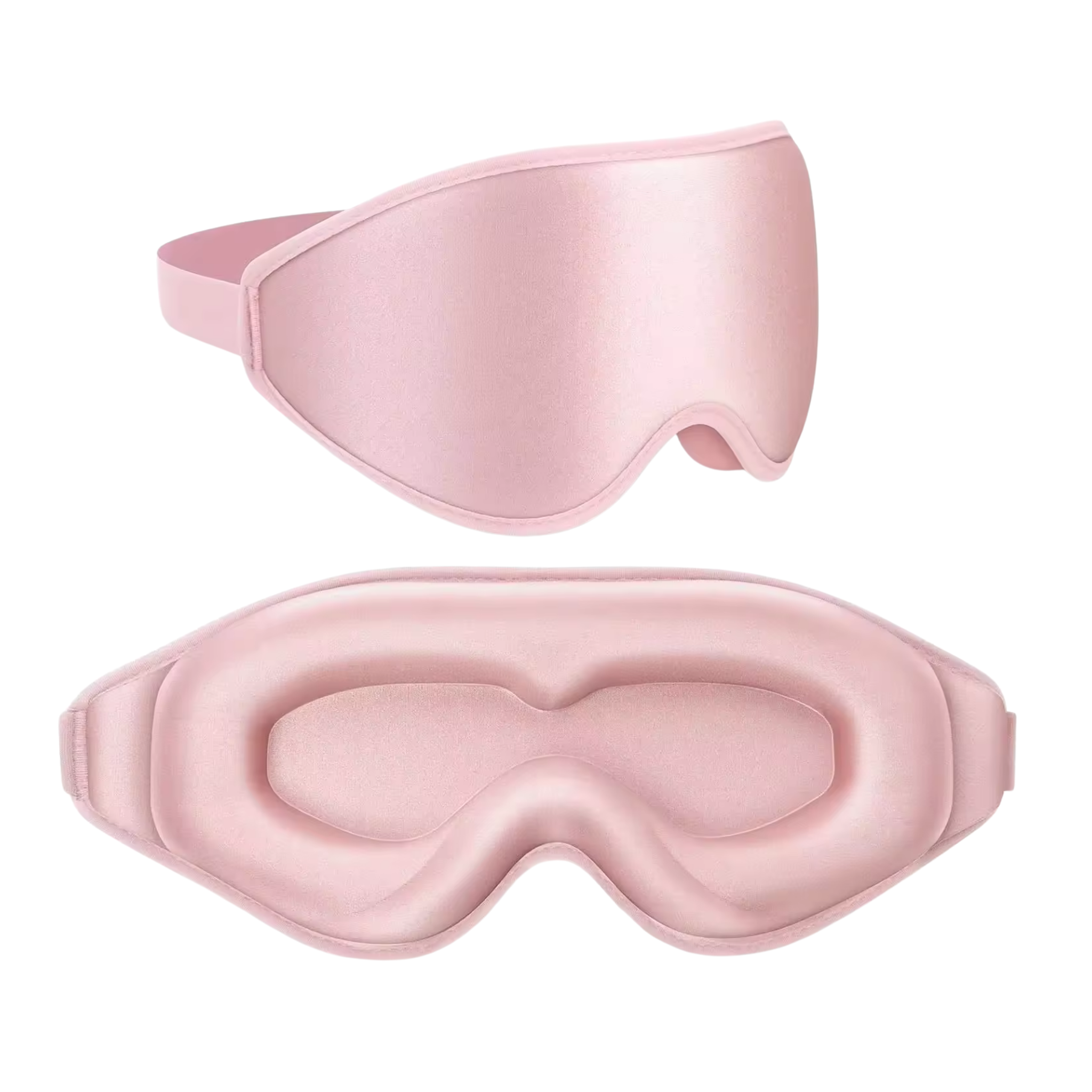 Pink satin eye mask on a white background