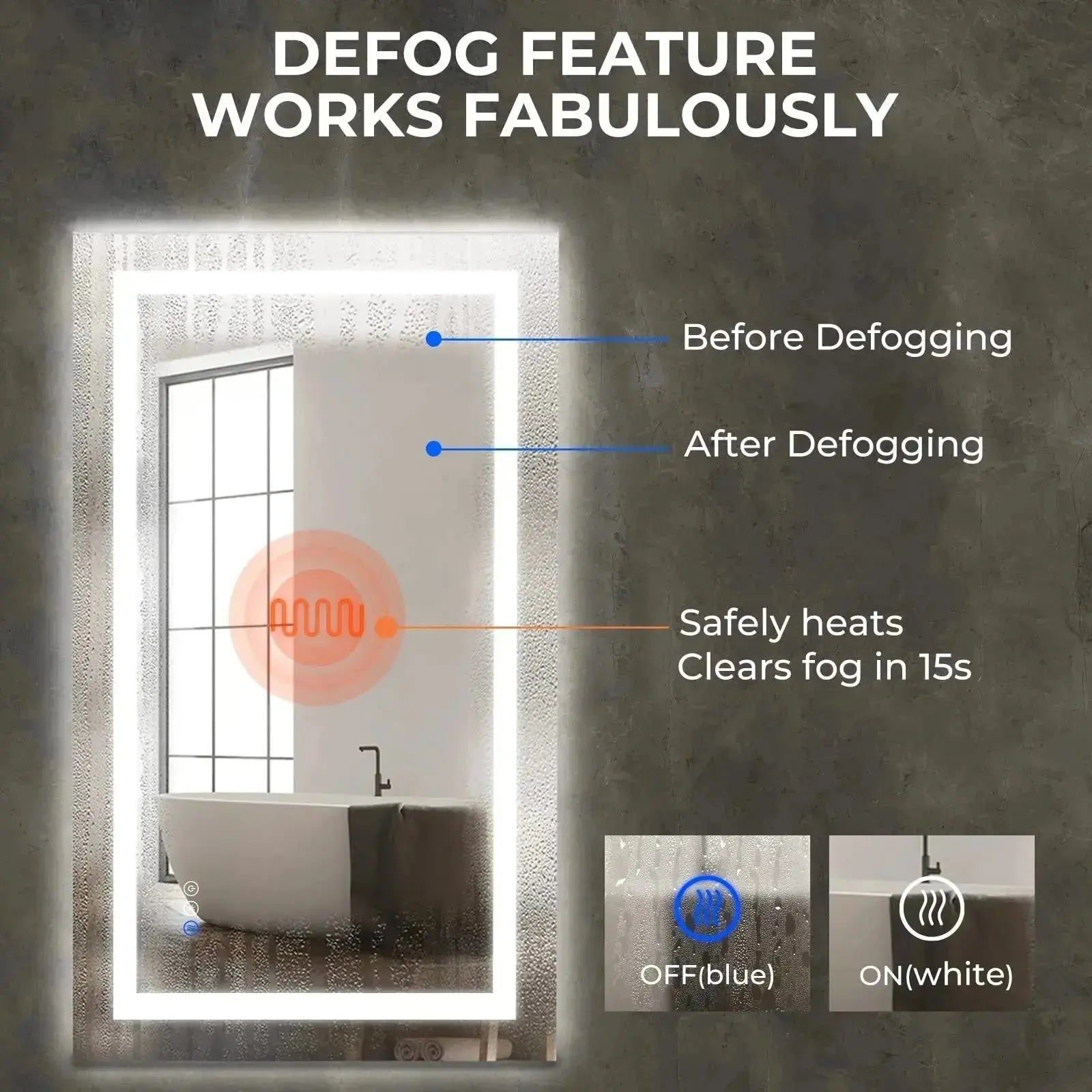 24 x 32  Inch Center Glow LED Bathroom Mirror - CosmoGloⓇ