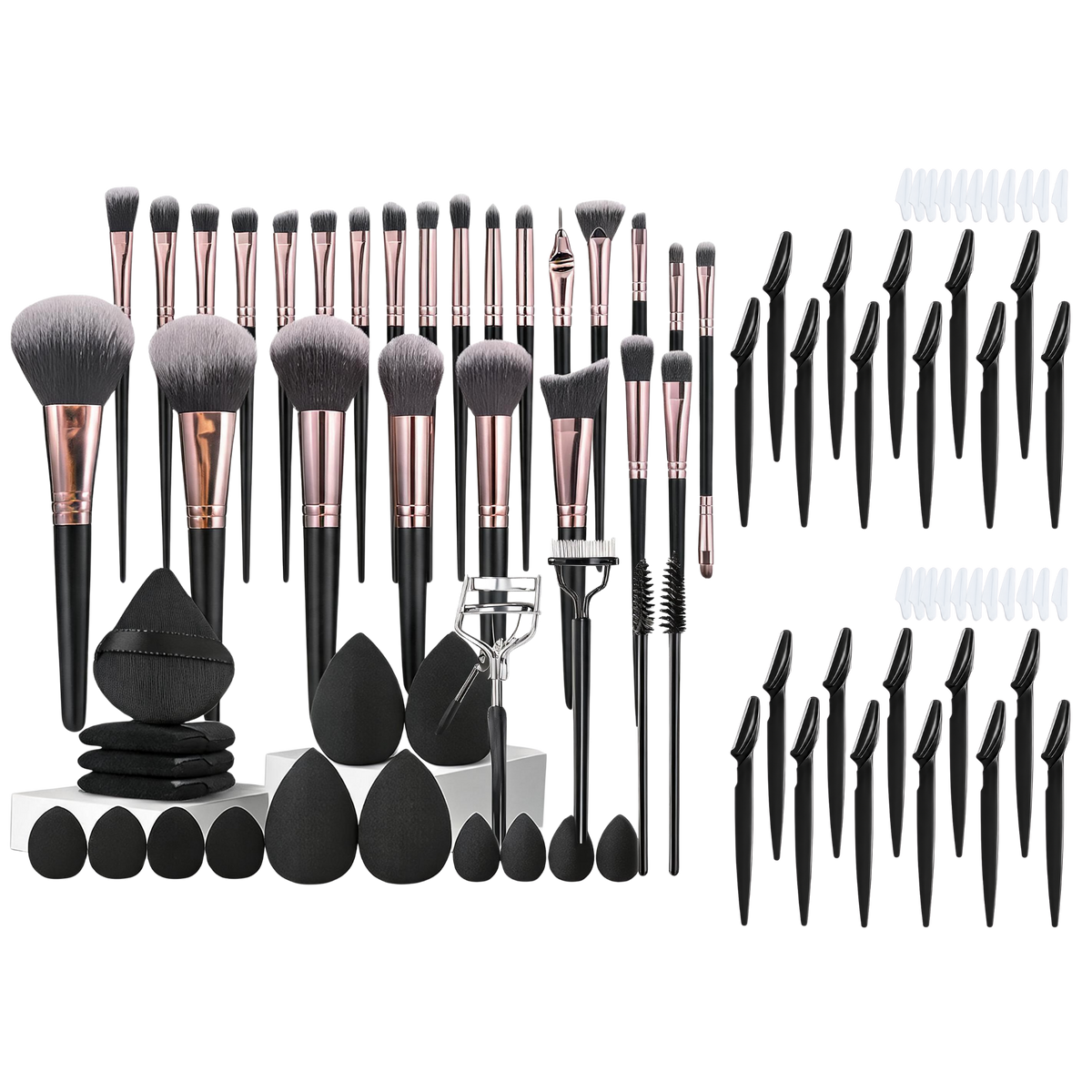 45 Piece Makeup Brush Set with Face Sponges - Black