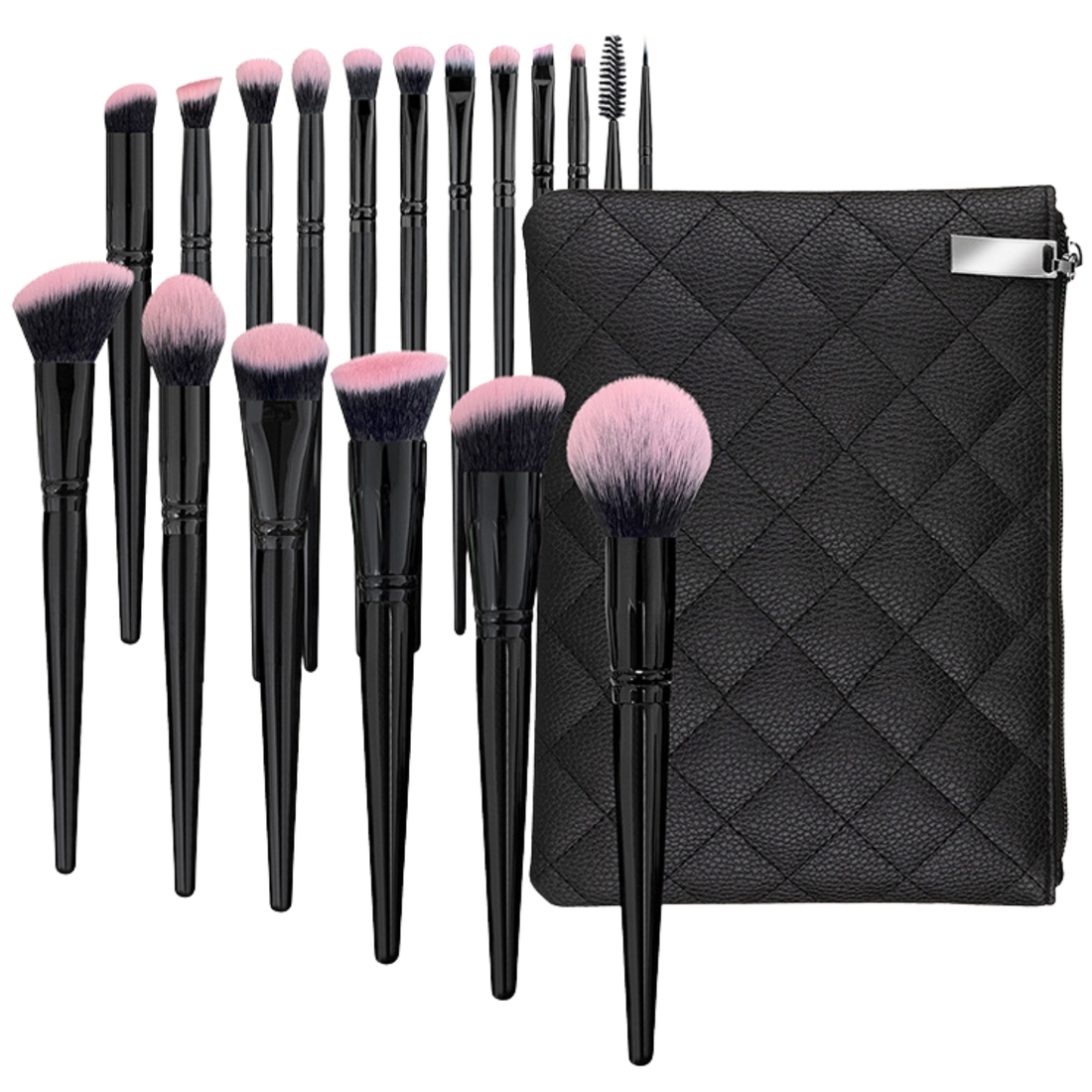 18-Piece Professional Makeup Brush Set | Black &amp; Pink Soft Bristle Brushes