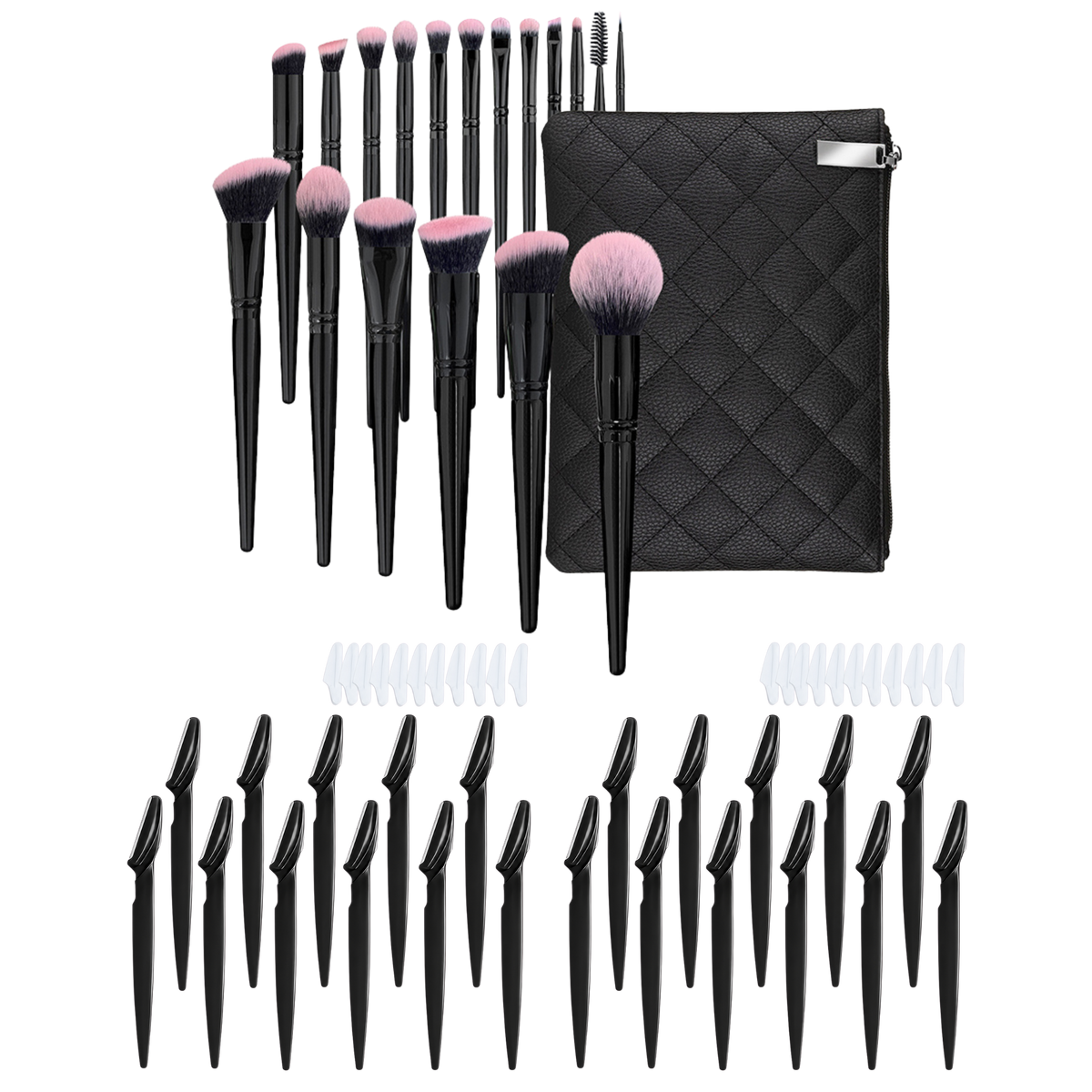 18-Piece Professional Makeup Brush Set | Black &amp; Pink Soft Bristle Brushes