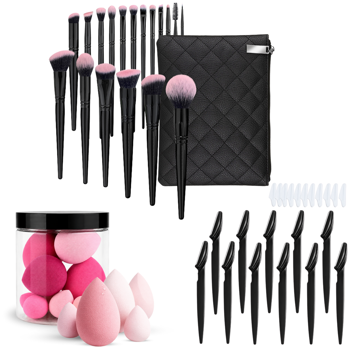 18-Piece Professional Makeup Brush Set | Black &amp; Pink Soft Bristle Brushes