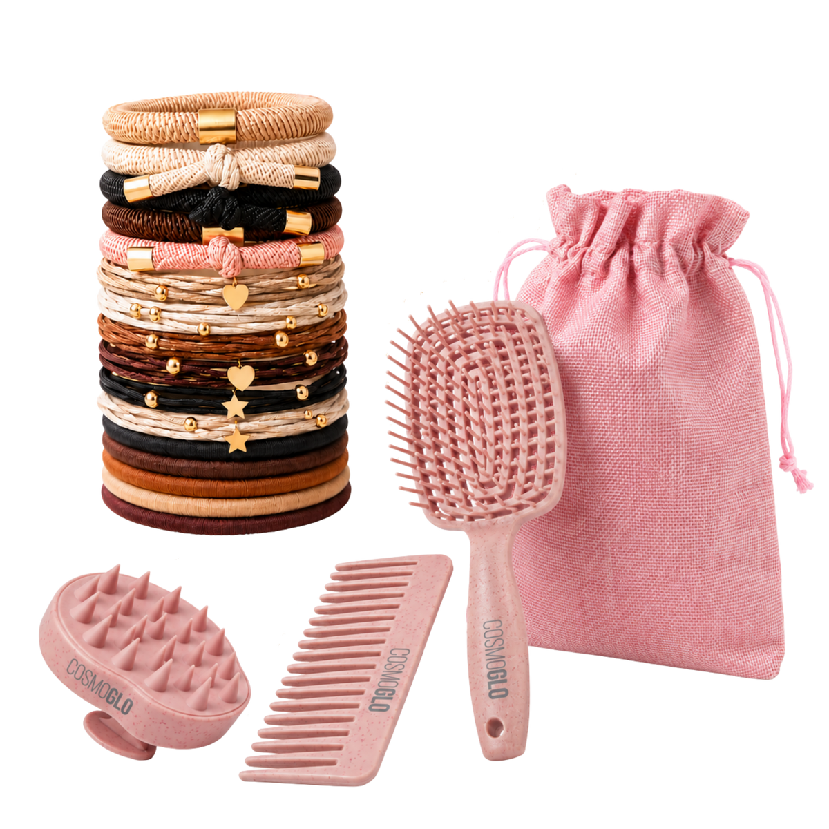 CosmoGlo Hair Brush Kit - Pink