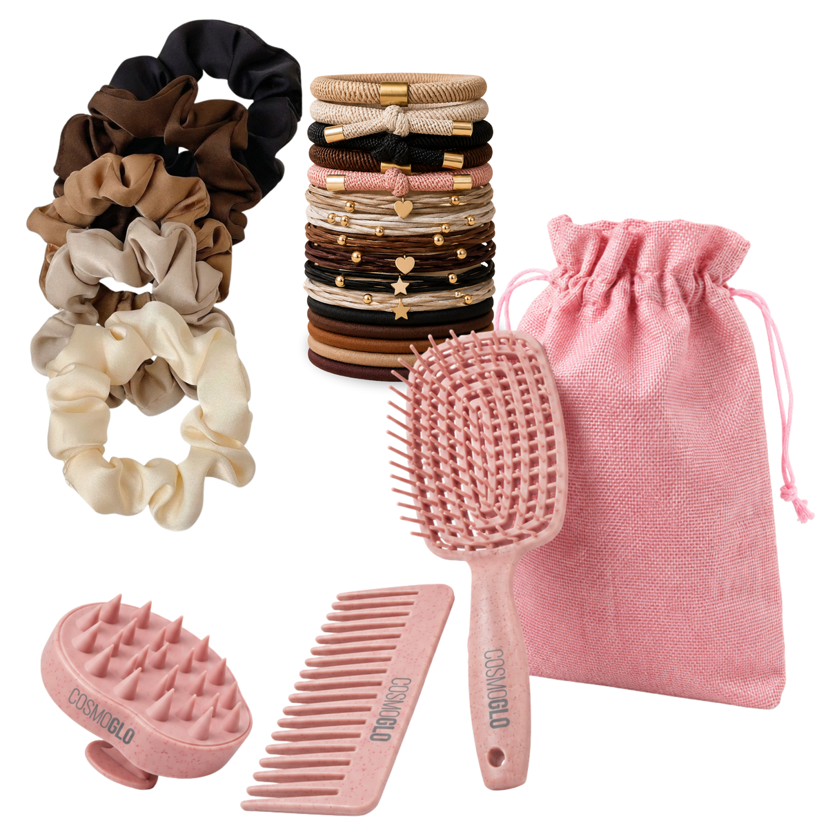 CosmoGlo Hair Brush Kit - Pink