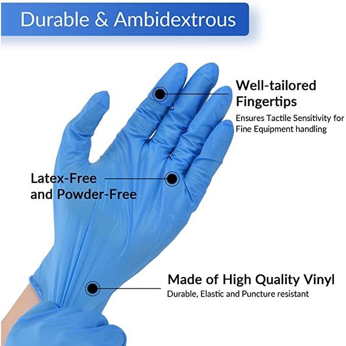 ADVANCE Blue Vinyl Gloves - Powder Free (4 Mil), 1,000 Gloves for brow and body waxers
