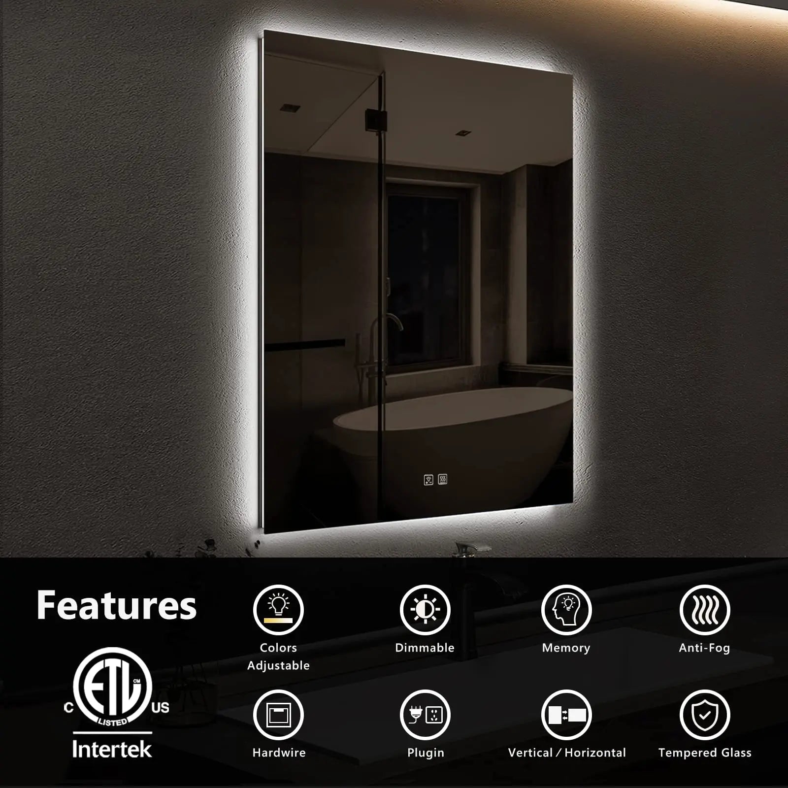 Compact Sleek Backlit LED Bathroom Mirror - CosmoGloⓇ