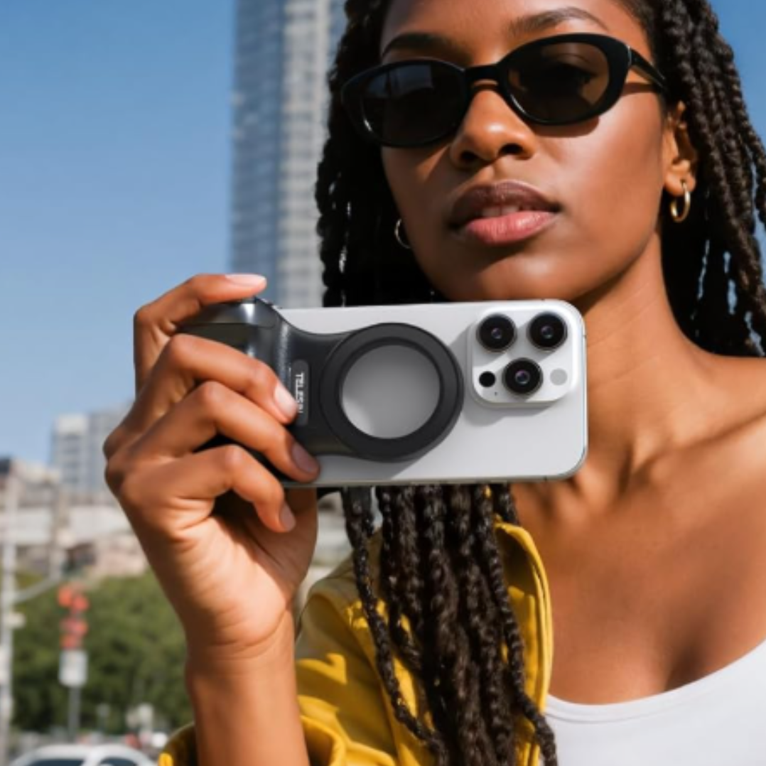 Fun Shot Magnetic Grip2 accessory by Telesin, with CosmoGloⓇ branding, designed for content creation and camera stabilization.