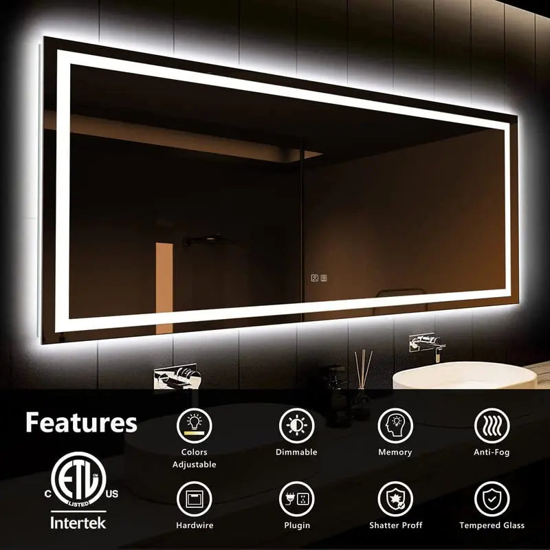Deluxe Center Glow LED Bathroom Mirror - CosmoGloⓇ