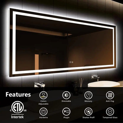 Deluxe Center Glow LED Bathroom Mirror - CosmoGloⓇ