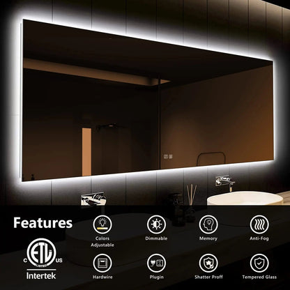 Deluxe Sleek Backlit LED Bathroom Mirror - CosmoGloⓇ