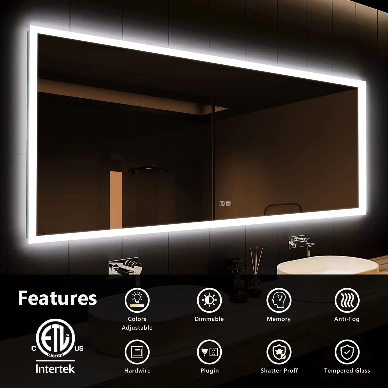 Hausvita Deluxe Edge Glow LED Bathroom Mirror - CosmoGloⓇ