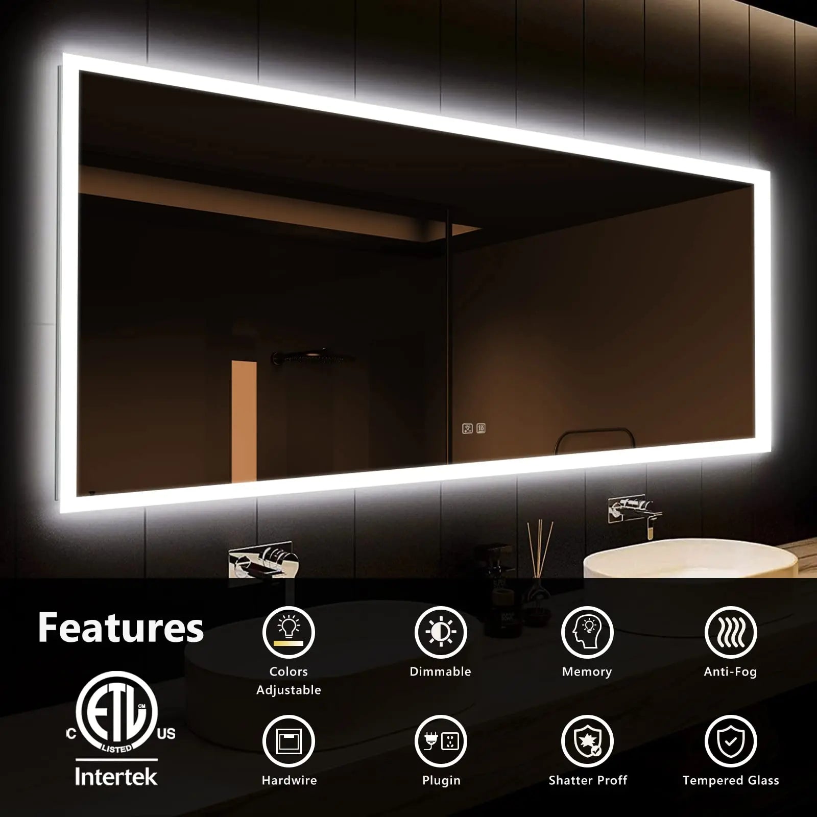 Hausvita Deluxe Edge Glow LED Bathroom Mirror - CosmoGloⓇ