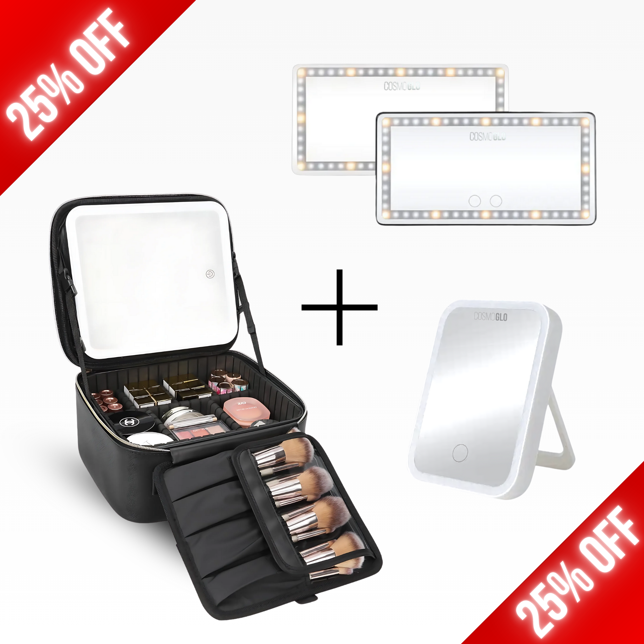 Glo on the go bundle with mirror, car visor, and make up kit