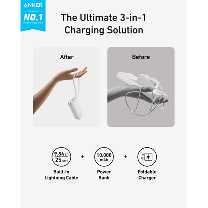 Anker Power Bank (10K, Fusion, Built-In Cable) - CosmoGloⓇ