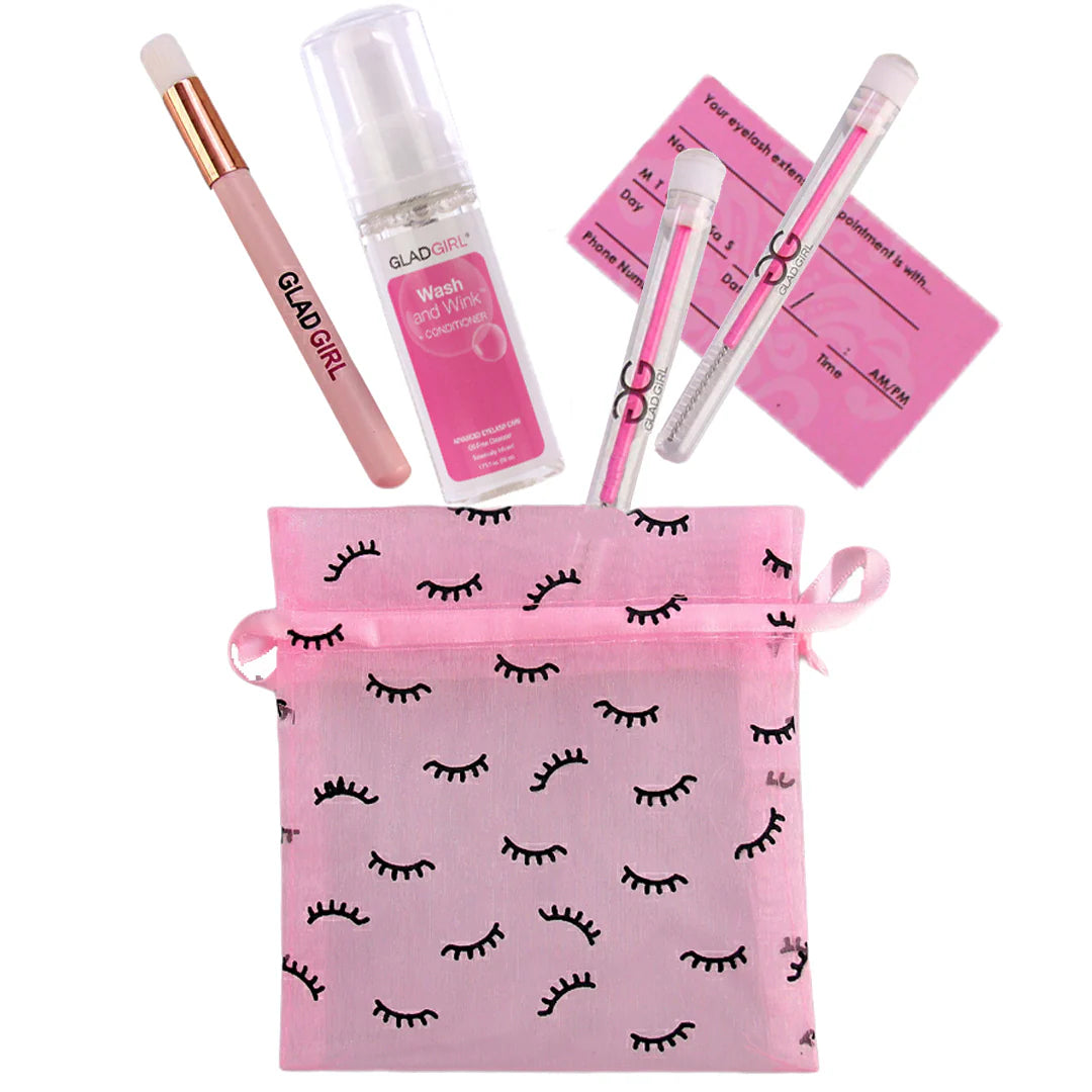 mini eyelash extension aftercare kit for your lash clients available at GladGirl