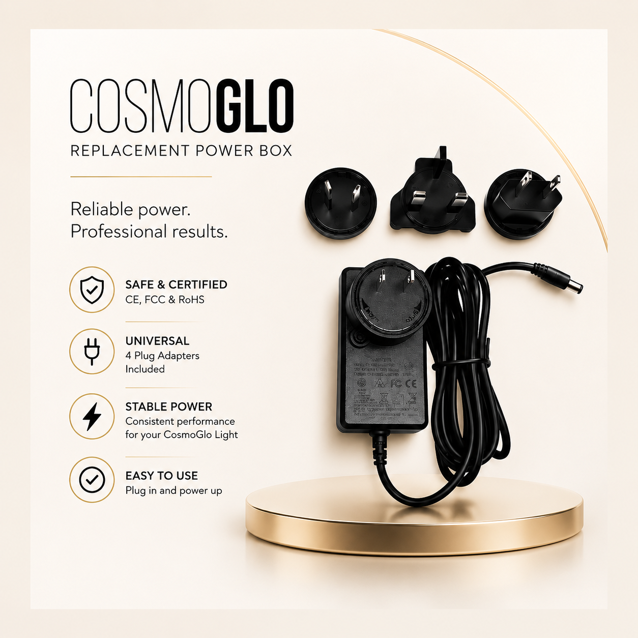 Replacement power box, power cord, and electrical box for the CosmoGlo Light