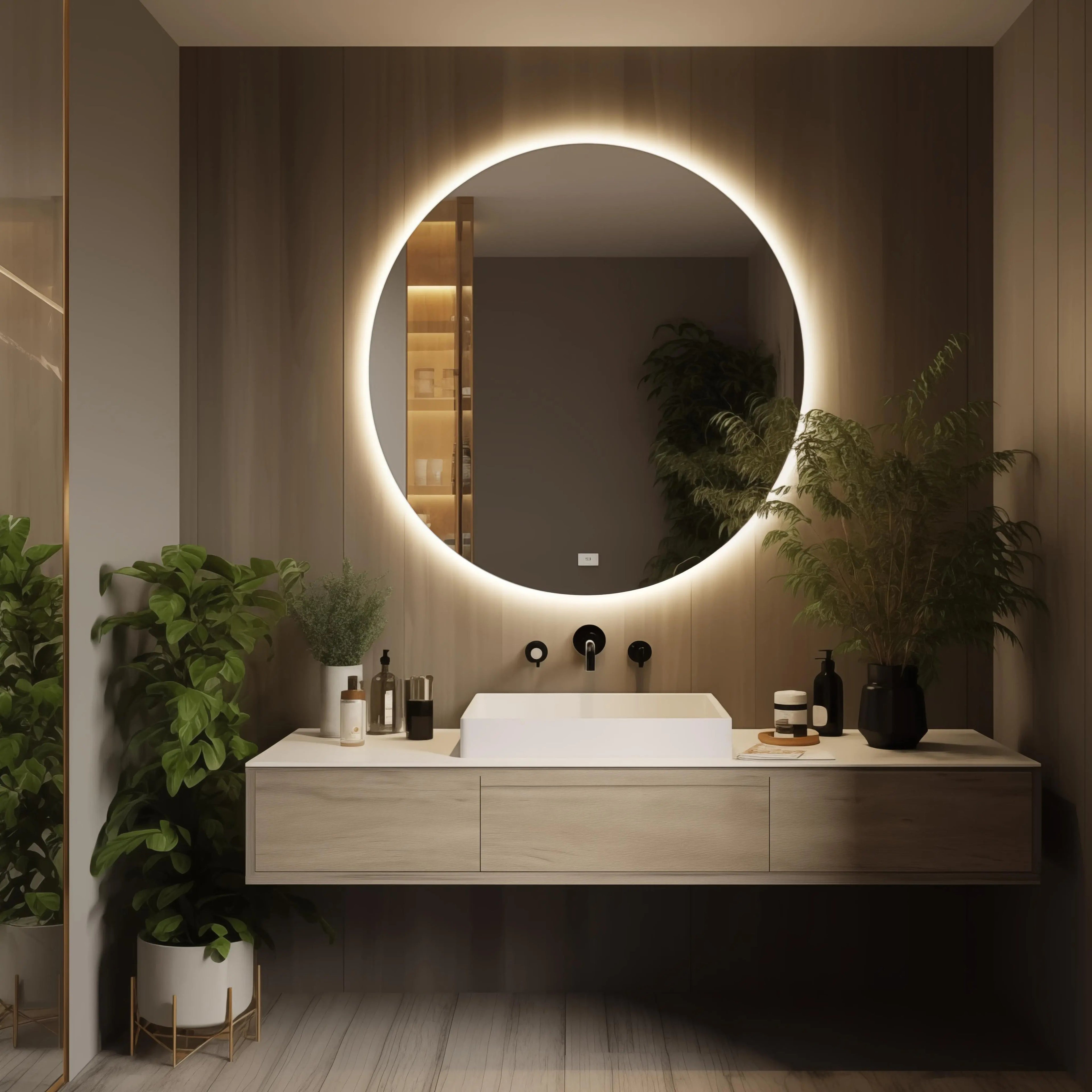 Round Backlit LED BATHROOMS Vanity  Mirrors With Dimmable Lights - CosmoGloⓇ