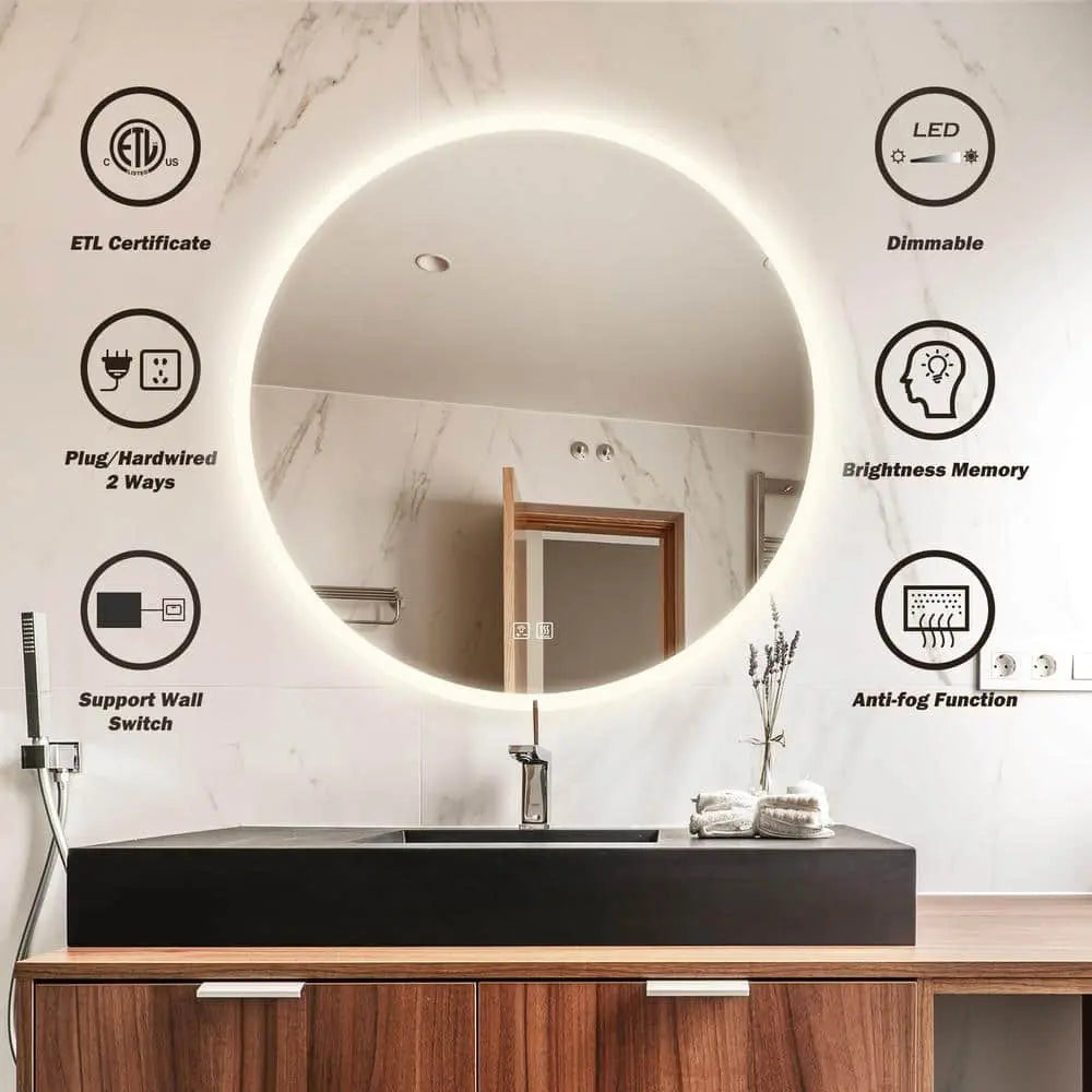 Round Backlit LED BATHROOMS Vanity  Mirrors With Dimmable Lights - CosmoGloⓇ