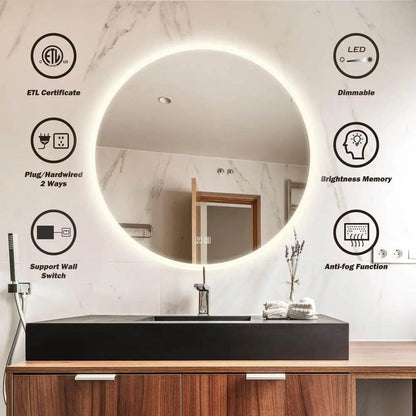 Round Backlit LED BATHROOMS Vanity  Mirrors With Dimmable Lights - CosmoGloⓇ