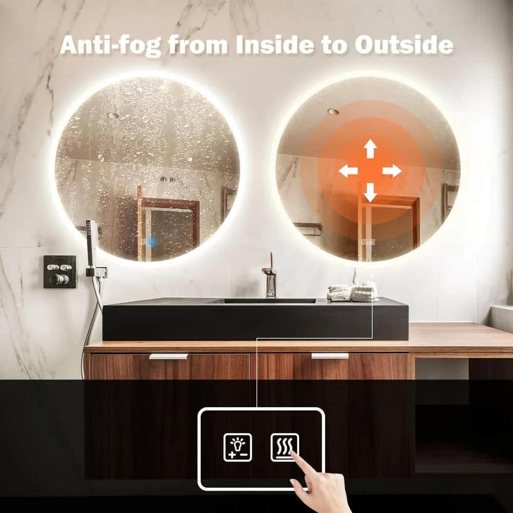 Round Backlit LED BATHROOMS Vanity  Mirrors With Dimmable Lights - CosmoGloⓇ
