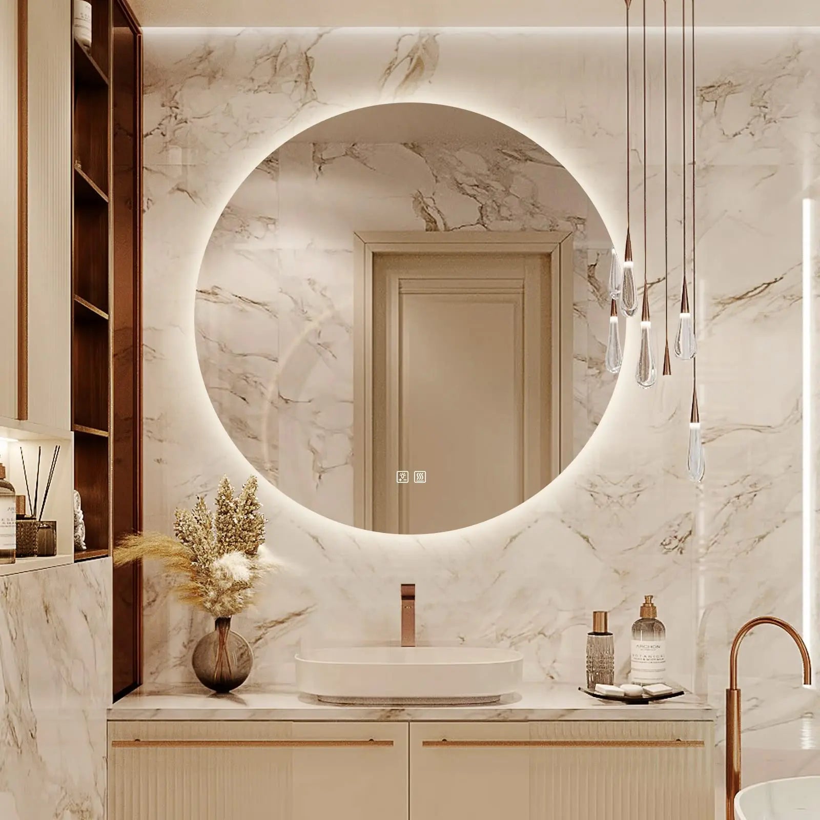 Round Backlit LED BATHROOMS Vanity  Mirrors With Dimmable Lights - CosmoGloⓇ