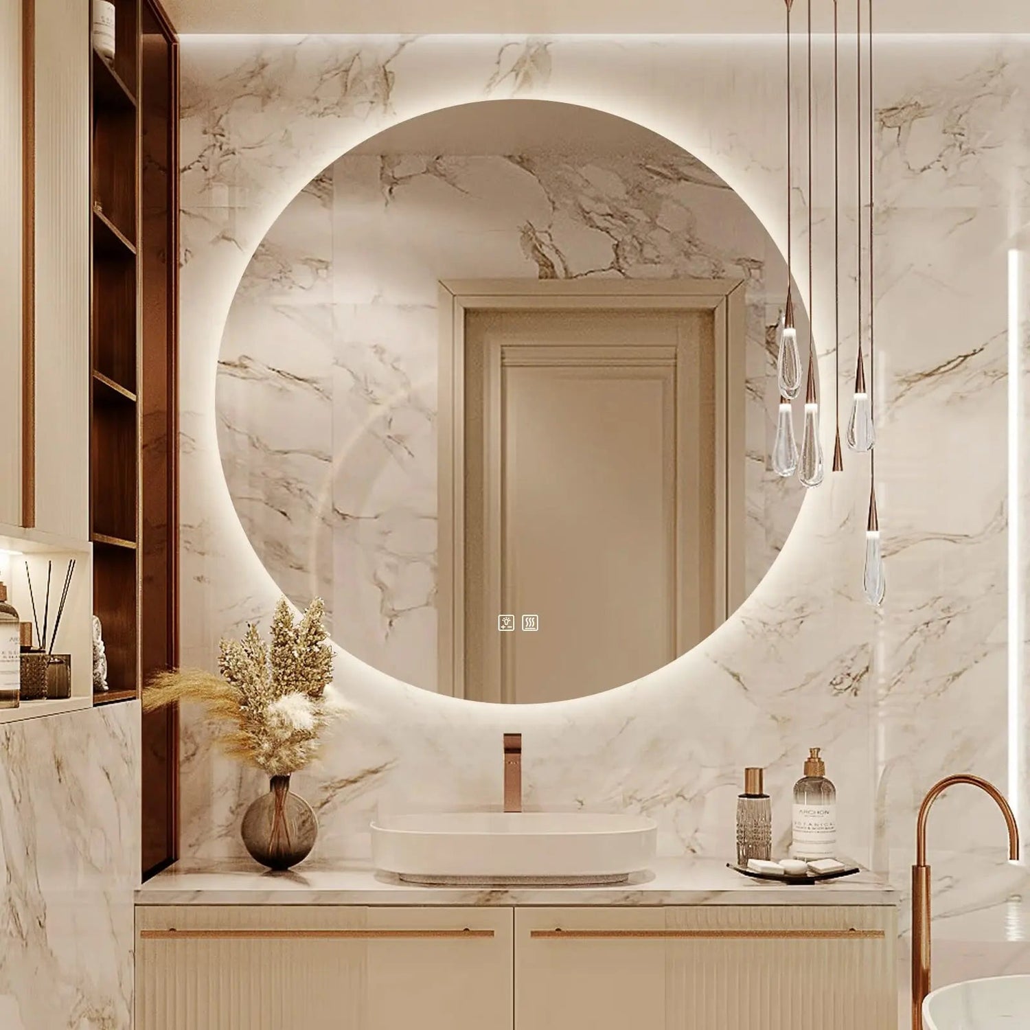 Round Backlit LED BATHROOMS Vanity  Mirrors With Dimmable Lights - CosmoGloⓇ