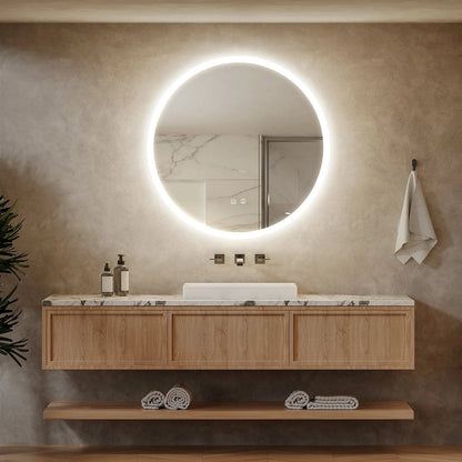 Round LED Bathroom Vanity Mirror With Dimmable Lights - CosmoGloⓇ