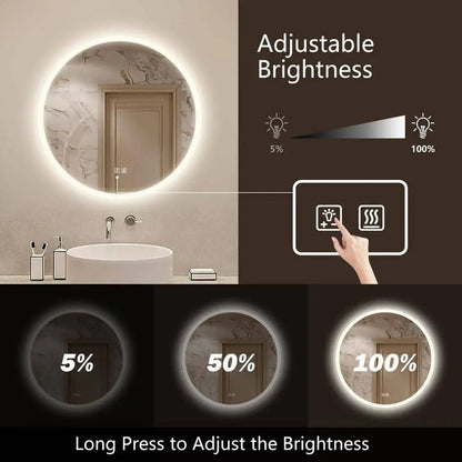 Round LED Bathroom Vanity Mirror With Dimmable Lights - CosmoGloⓇ