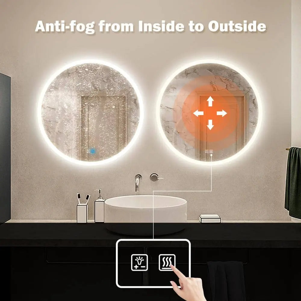 Round LED Bathroom Vanity Mirror With Dimmable Lights - CosmoGloⓇ
