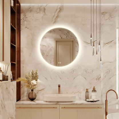 Round LED Bathroom Vanity Mirror With Dimmable Lights - CosmoGloⓇ