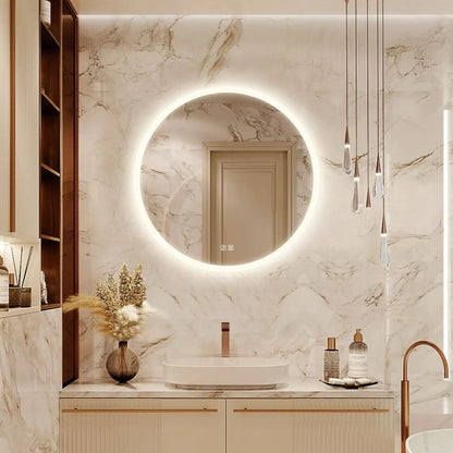 Round LED Bathroom Vanity Mirror With Dimmable Lights - CosmoGloⓇ